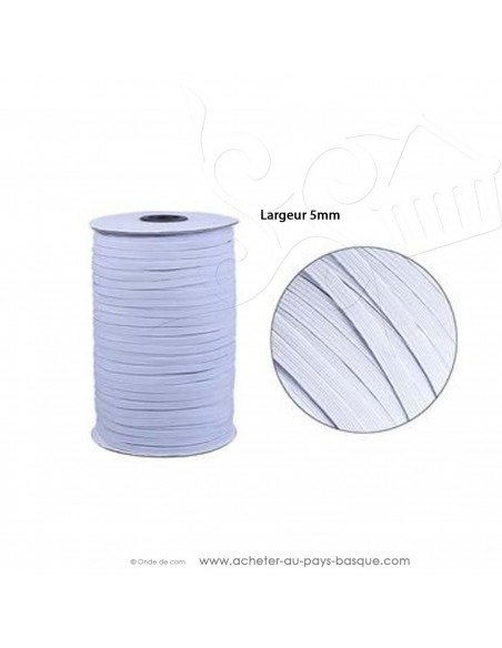 élatique blanc plat  5mm - création couture tissus au mètre - Haut de gamme - mercerie docks biarritz