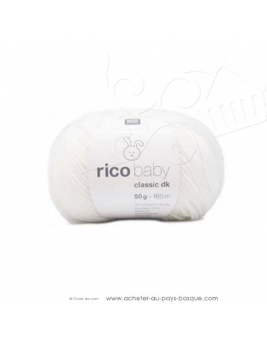 Pelote laine à tricoter RICO BABY CLASSIC DK blanc 001- Rico Design - laine layette bébé - création textile - laine biarritz