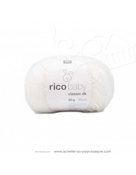 Pelote laine à tricoter RICO BABY CLASSIC DK blanc 001- Rico Design - laine layette bébé - création textile - laine biarritz