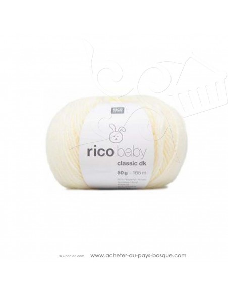 Pelote laine à tricoter RICO BABY CLASSIC DK crème 002 - Rico Design - fil layette bébé - laine biarritz