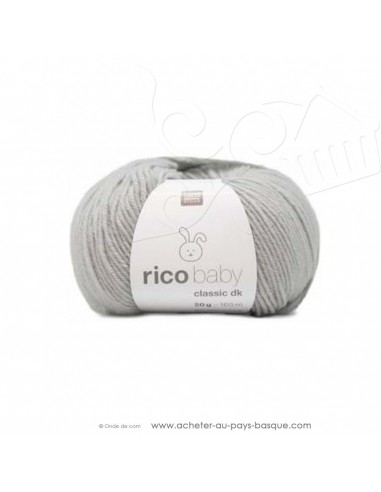Pelote laine à tricoter RICO BABY CLASSIC DK gris clair 031- Rico Design - fil layette bébé - laine biarritz