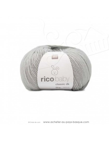 Pelote laine à tricoter RICO BABY CLASSIC DK gris clair 031- Rico Design - fil layette bébé - laine biarritz