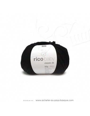 Pelote laine à tricoter RICO BABY CLASSIC DK noir 099- Rico Design - fil layette bébé - laine biarritz