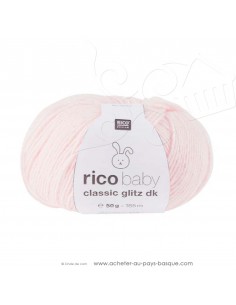 Pelote laine à tricoter RICO BABY CLASSIC Glitz DK 002 rose - Rico Design - fil layette bébé - laine Biarritz