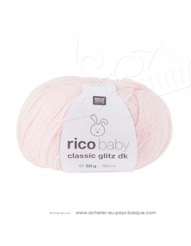 Pelote laine à tricoter RICO BABY CLASSIC Glitz DK 002 rose - Rico Design - fil layette bébé - laine Biarritz