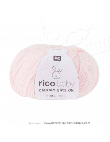 Pelote laine à tricoter RICO BABY CLASSIC Glitz DK 002 rose - Rico Design - fil layette bébé - laine Biarritz