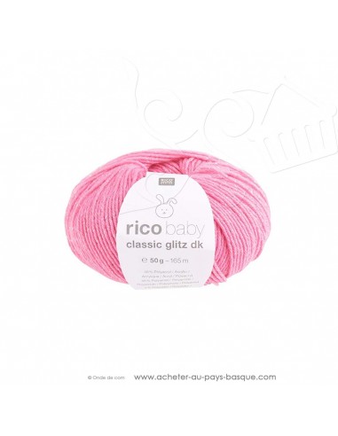 Pelote laine à tricoter RICO BABY CLASSIC Glitz DK 003 fushia - Rico Design - fil layette bébé - laine Biarritz