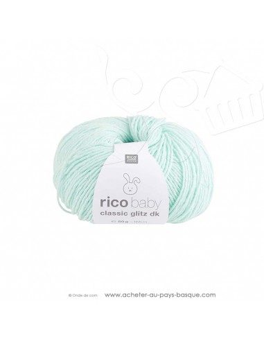 Pelote laine à tricoter RICO BABY CLASSIC Glitz DK 004 menthe à l'eau - Rico Design - fil layette bébé - laine Biarritz
