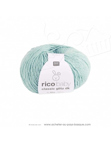 Pelote laine à tricoter RICO BABY CLASSIC Glitz DK 005 aqua- Rico Design - fil layette bébé - laine Biarritz