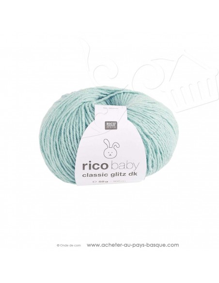 Pelote laine à tricoter RICO BABY CLASSIC Glitz DK 005 aqua- Rico Design - fil layette bébé - laine Biarritz