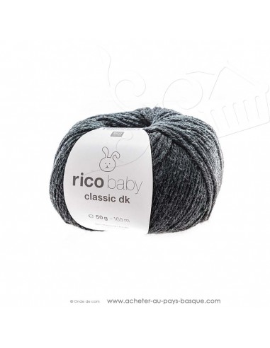 Pelote de laine à tricoter RICO BABY CLASSIC DK anthracite mélangé 68 - Rico Design - fil tricot layette bébé -  laine Biarritz