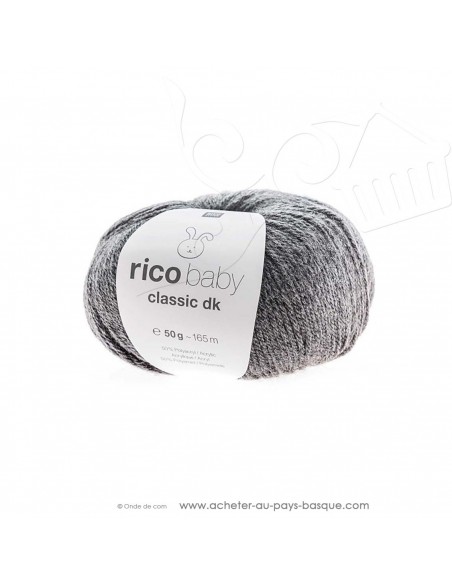 Pelote de laine à tricoter RICO BABY CLASSIC DK gris mélangé 067 - Rico Design - fil tricot layette bébé -  laine Biarritz