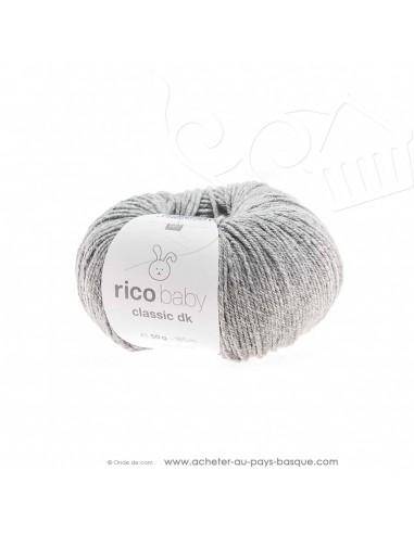 Pelote de laine à tricoter RICO BABY CLASSIC DK argent mélangé 066 - Rico Design - fil tricot layette bébé -  laine Biarritz