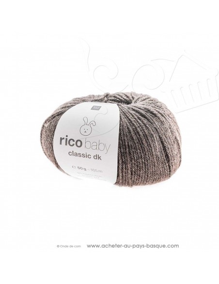 Pelote de laine à tricoter RICO BABY CLASSIC DK brun mélangé 065 - Rico Design - fil tricot layette bébé -  laine Biarritz