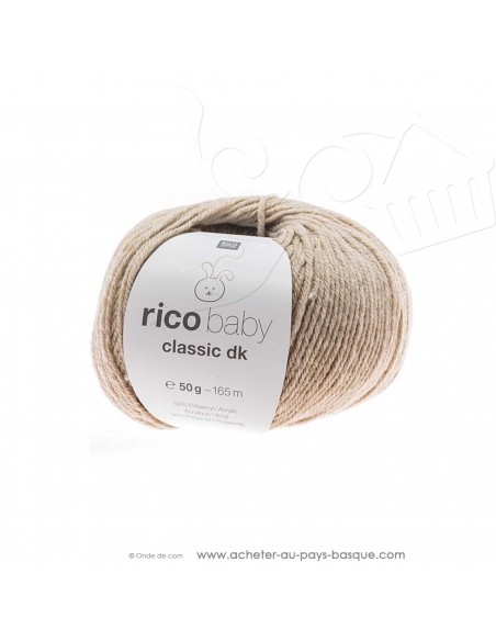 Pelote de laine à tricoter RICO BABY CLASSIC DK écru mélangé 063 - Rico Design - fil tricot layette bébé -  laine Biarritz