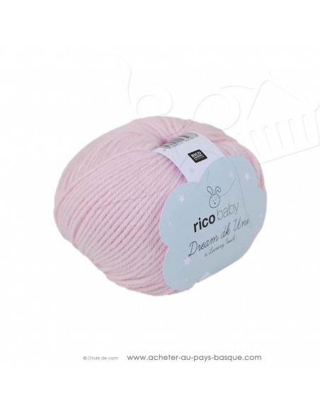 Pelote laine à tricoter RICO BABY DREAM DK uni 003 rose - Rico Design - fil layette bébé - laine Biarritz