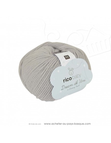 Pelote laine à tricoter RICO BABY DREAM DK uni 005 gris- Rico Design - fil layette bébé - laine Biarritz