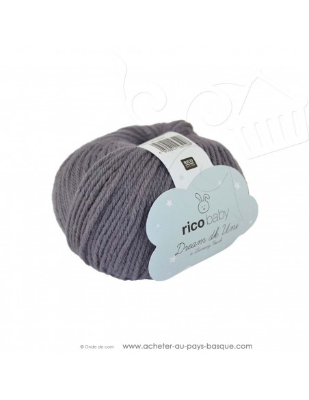 Pelote laine à tricoter RICO BABY DREAM DK uni 006 anthracite - Rico Design - fil layette bébé - laine Biarritz