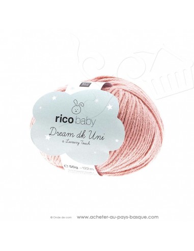 Pelote laine à tricoter RICO BABY DREAM DK uni 007 vieux rose - Rico Design - fil layette bébé - laine Biarritz