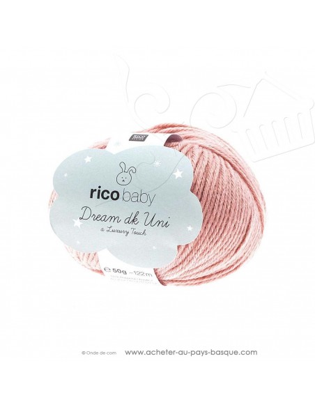 Pelote laine à tricoter RICO BABY DREAM DK uni 007 vieux rose - Rico Design - fil layette bébé - laine Biarritz