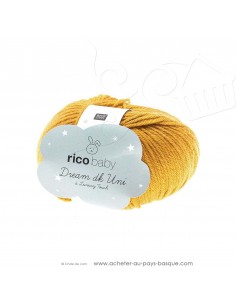 Pelote laine à tricoter RICO BABY DREAM DK uni 009 moutarde - Rico Design - fil layette bébé - laine Biarritz