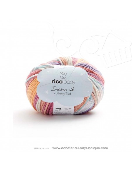 Pelote laine à tricoter RICO BABY DREAM DK multicolore 008 - Rico Design - fil layette bébé - docks Biarritz