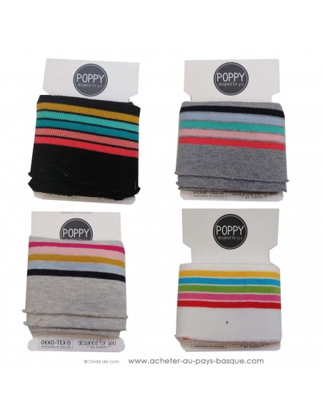 Poignets cheville bord côte rayures multicolore - confection blouson pantalon - création textile - mercerie biarritz