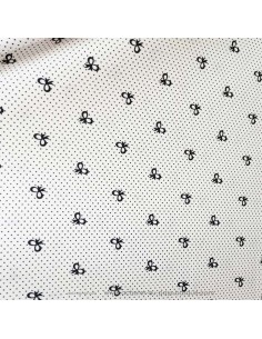 Piqué de polyCoton blanc à pois motif noeud marine- Tissu habillement vente en ligne - vetement couturiere - Dock Biarritz