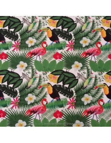toile d'extérieure 100% polyester traité téflon motifs  tropicaux - rideau coussin sac - Tissu Ameublement - Docks Biarritz