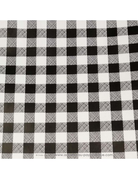 Toile cirée carreaux vichy noir et blanc zoom- Dock Biarritz - acheter nappe basque - art de la table décoration - pays basque