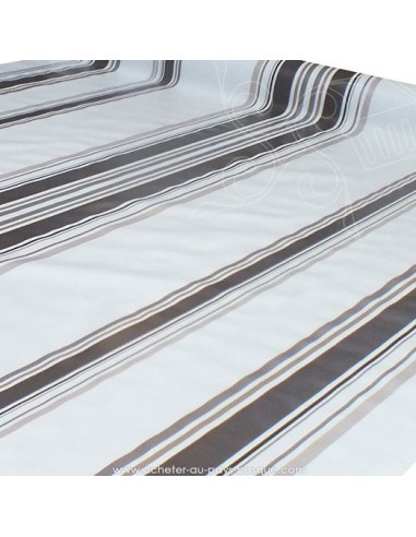 Nappe Toile cirée rayure beige marron - Docks Biarritz - acheter nappe basque