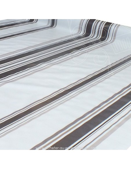 Nappe Toile cirée rayure beige marron - Docks Biarritz - acheter nappe basque