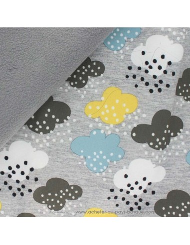 zoom Softshell imperméable déperlant fond gris pluie nuages - tissu habillement - vetement couturiere - Dock Biarritz