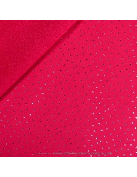Softshell imperméable rose fushia tissu déperlant étoiles argentées - tissu habillement - vetement couturiere - Dock Biarritz