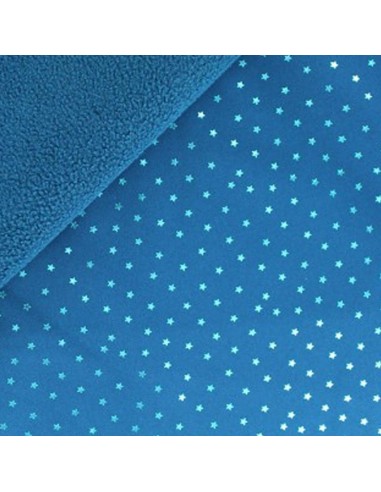 Softshell imperméable bleu  tissu déperlant étoiles argent"es - tissu habillement - vetement couturiere - Dock Biarritz