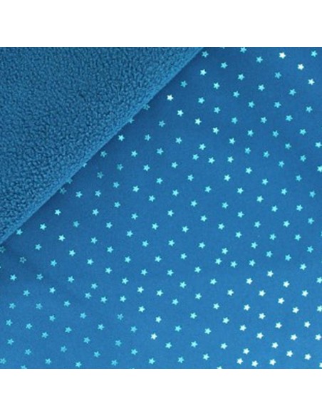 Softshell imperméable bleu  tissu déperlant étoiles argent"es - tissu habillement - vetement couturiere - Dock Biarritz