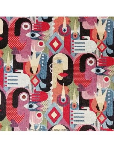 zoom Tissu Ameublement jacquard visage cubisme peintre espagnol picasso - coussins rideaux fauteuil - Tissus  Docks Biarritz
