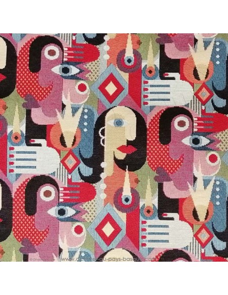 zoom Tissu Ameublement jacquard visage cubisme peintre espagnol picasso - coussins rideaux fauteuil - Tissus  Docks Biarritz