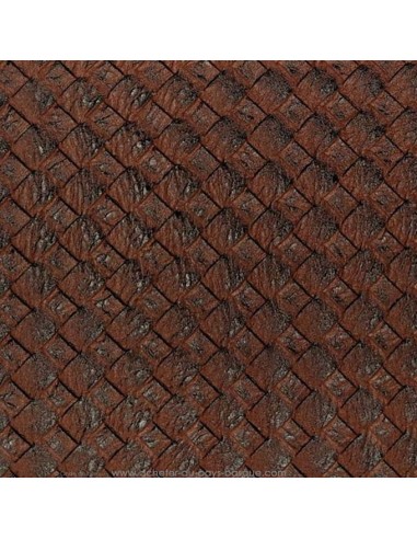 zoom tissu manocesto simili cuir tabac marron foncé effet tressé - Ameublement recouvrement - Tissus Docks Biarritz