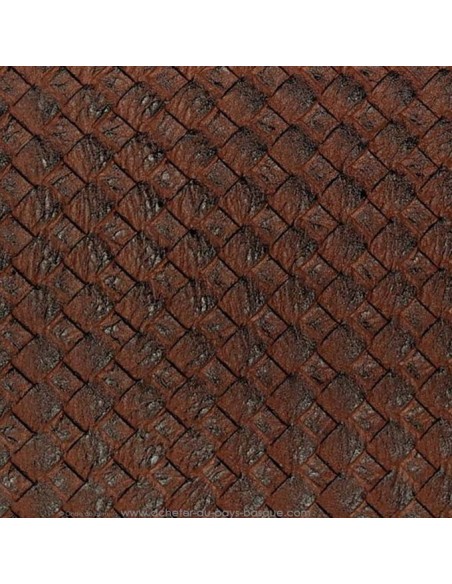 zoom tissu manocesto simili cuir tabac marron foncé effet tressé - Ameublement recouvrement - Tissus Docks Biarritz