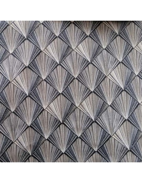 TRIANGLE D'OR jacquard noir lin Thévenon - Tissus Ameublement - coussins rideaux réfection chaise fauteuil canapé Biarritz