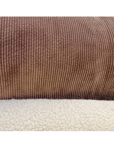 Tissu double face velours cotelé grosse côte marron moumoute beige polyester - tissu habillement - vetement couturiere hiver