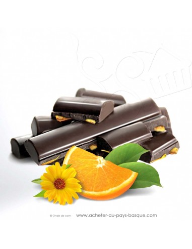 zoom Tablette Chocolat Basque noir 80% orange et fleur de calendula - Rafa Gorrotxategi maitre chocolatier basque