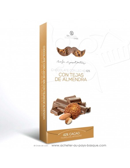 Acheter tablette Chocolat Basque lait et tuile amande - epicerie sucrée en ligne - Rafa Gorrotxategi maitre chocolatier