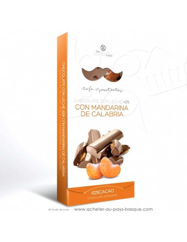 Tablette Chocolat Basque lait mandarine confite Calabre - epicerie sucrée en ligne - Rafa Gorrotxategi maitre chocolatier