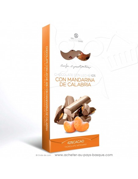 Tablette Chocolat Basque lait mandarine confite Calabre - epicerie sucrée en ligne - Rafa Gorrotxategi maitre chocolatier