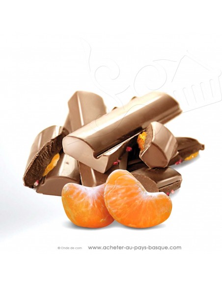 zoom tablette Chocolat lait mandarine confite calabre - epicerie sucrée en ligne - Rafa Gorrotxategi maitre chocolatier basque
