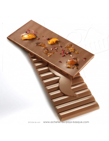 Tablette Chocolat Basque lait mandarines confites calabraises - epicerie sucrée en ligne - Rafa Gorrotxategi maitre chocolatier
