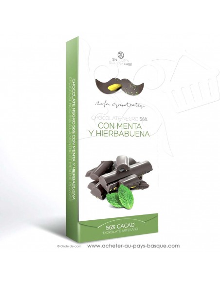 Tablette Chocolat Basque noir menthes : menthe poivrée et menthe verte - Rafa Gorrotxategi maitre chocolatier basque