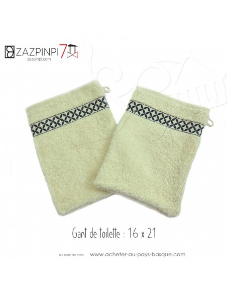 Coffret cadeau parure linge de bain bleu et gris croix basque